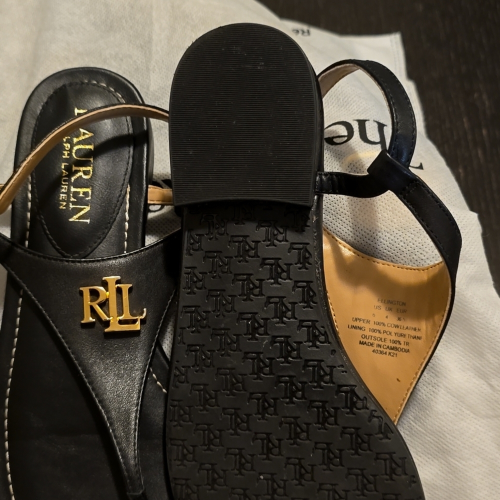 Ralph Lauren black sandals size 6 - Picture 3 of 3